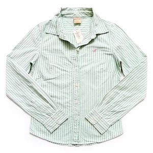 NWT Mint Green Striped Button Down/Up Shirt M